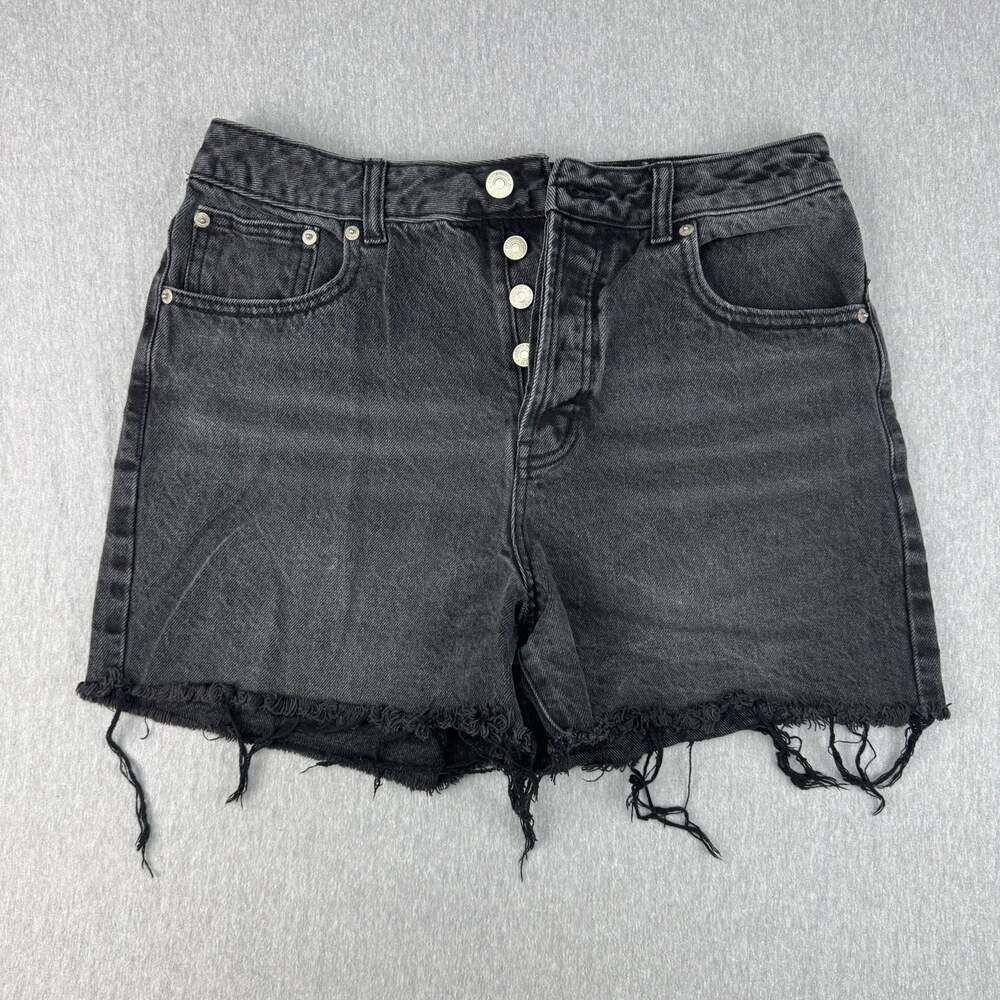 Forever 21 High-Rise Button-Fly Black Denim Cutoff Shorts